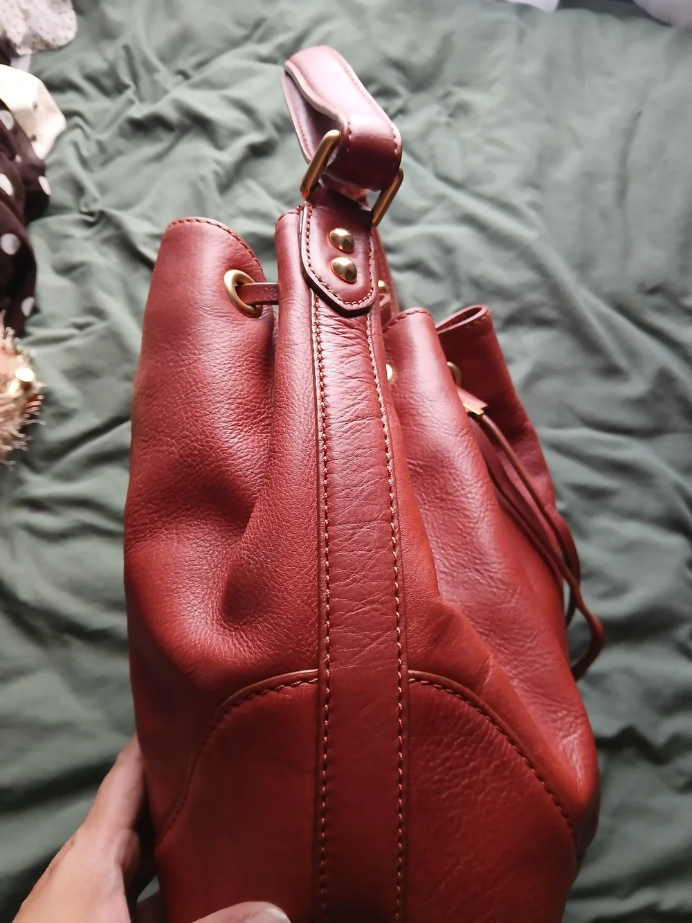 Marc by Marc Jacobs Red Leather Drawstring Shoulder Bag